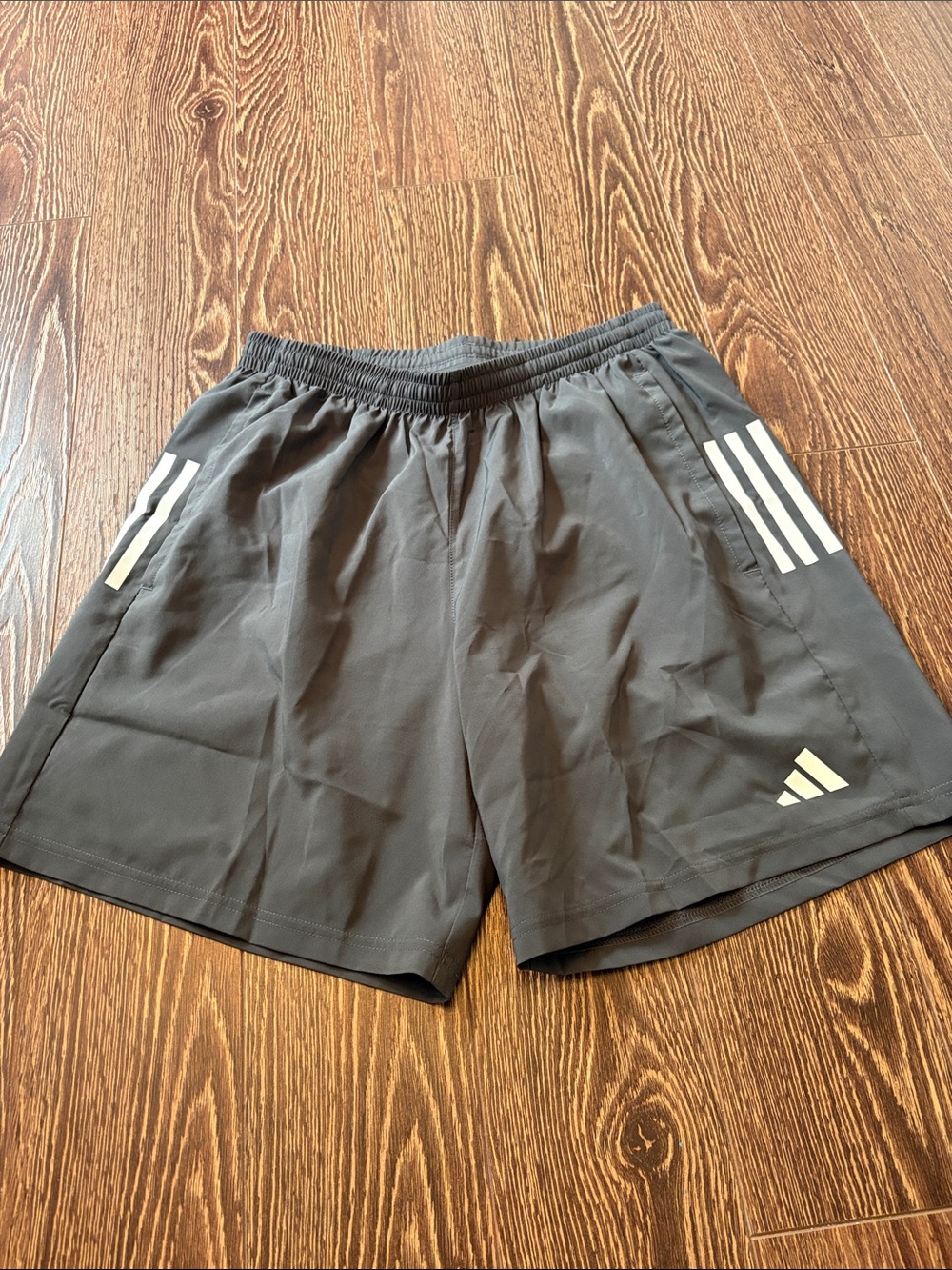 adidas Gray Athletic Shorts with White Stripe Details